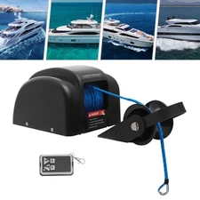 12V 700LBS Electric Boat Winch Portable Remote Control Winch For 24ft Long Boats