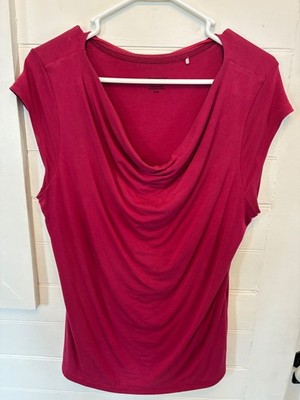Toad & Co Red Tencel Stretch Jersey Drape Cowl Neck Tee | Women's Medium