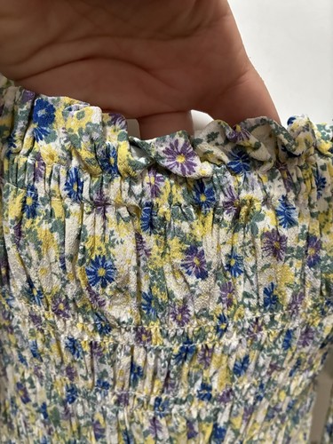 RIVER ISLAND Milkmaid Smocked Wildflowers Dress Cottage Core UK14 US 10 M L