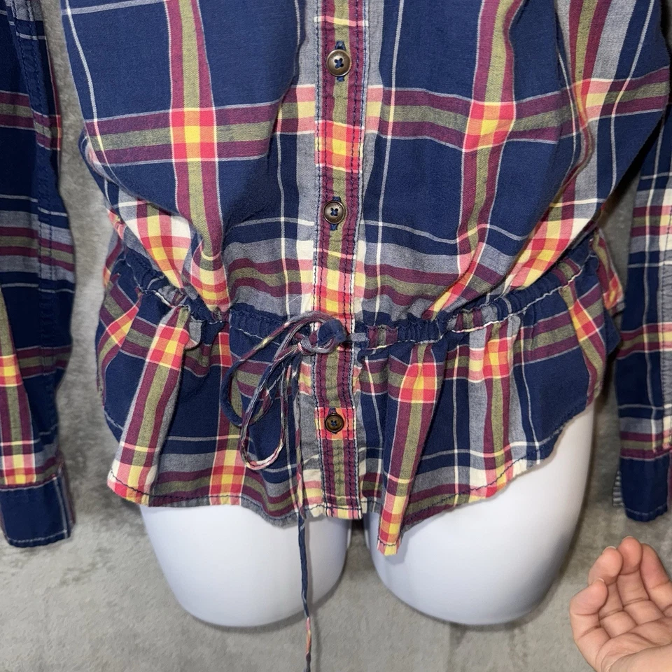 Hollister Y2K Cuadros Volantes Botón Top Cordón Cintura Talla XS Preppy Foto 2 de 4