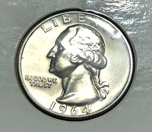 1964 PROOF Washington SILVER Quarter Old US Coin! IWith Pic Card of Washington