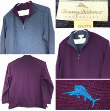 Tommy Bahama Mens 2XL 56 in Chest Purple Blue Reversible 1/4 Zip Pullover