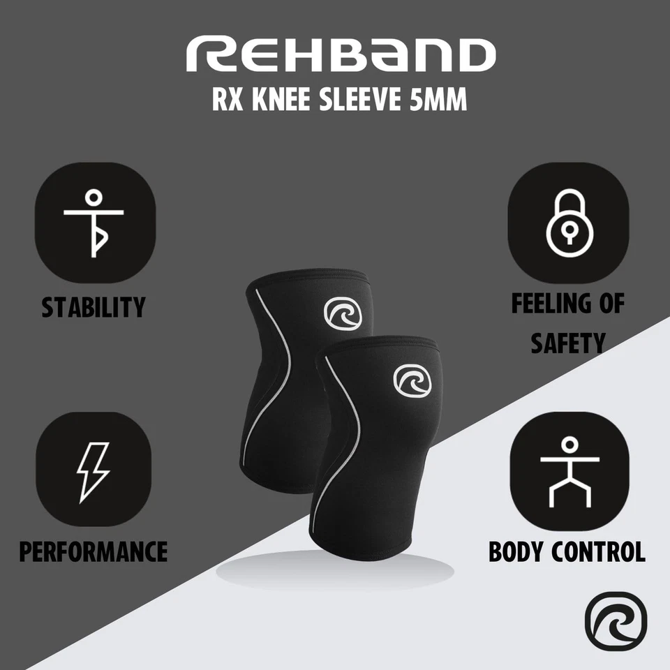Soporte de manga de rodilla Rehband 5 mm para Cross Fit y entrenamiento pesado, compresión n... Foto 2 de 4