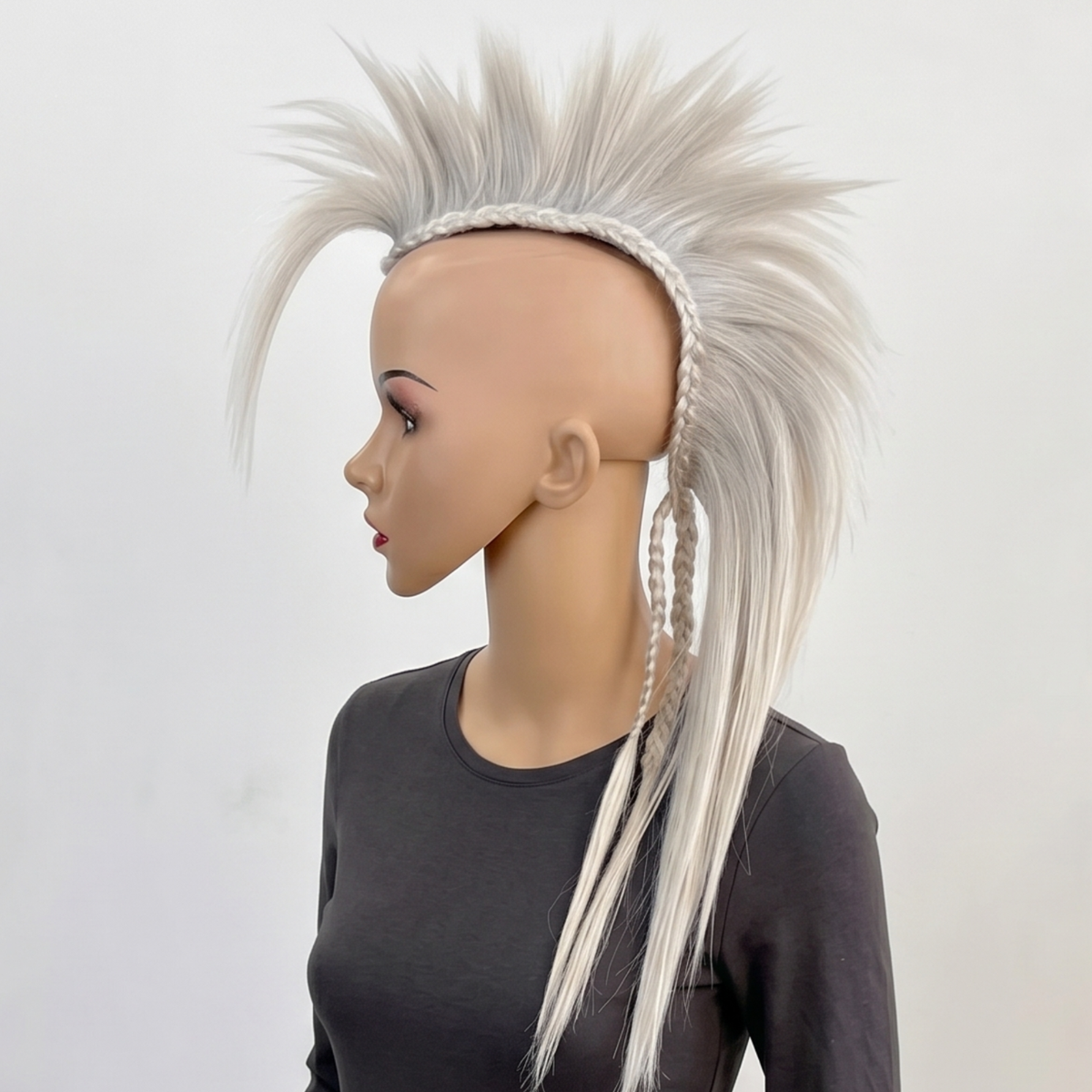 White Mohawk Headpiece - Mohican Hairpiece for Cyber Punk Goth