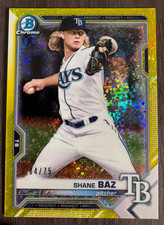2021 Bowman Chrome Shane Baz #BCP-134 Yellow Mini Diamond Refractor serial /75