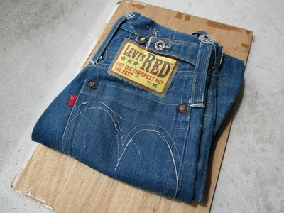 Rare Archive LEVI'S RED Diamond Leg Denim Jeans XS Original Hem