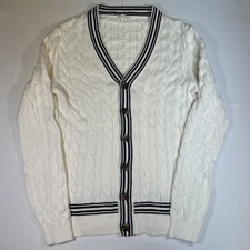 Crewcuts Ivory Navy Cable Knit Fisherman s Button Cardigan Size XL 12-14 NWOT