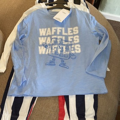 Marks and Spencer 2er Pack Unisex Schlafanzüge Alter 5-6 Jahre Waffeln & Pfannkuchen Motive