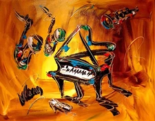 JAZZ Modern Abstract  OIL  OIL Painting  IMPRESSIONIST g3HHTR