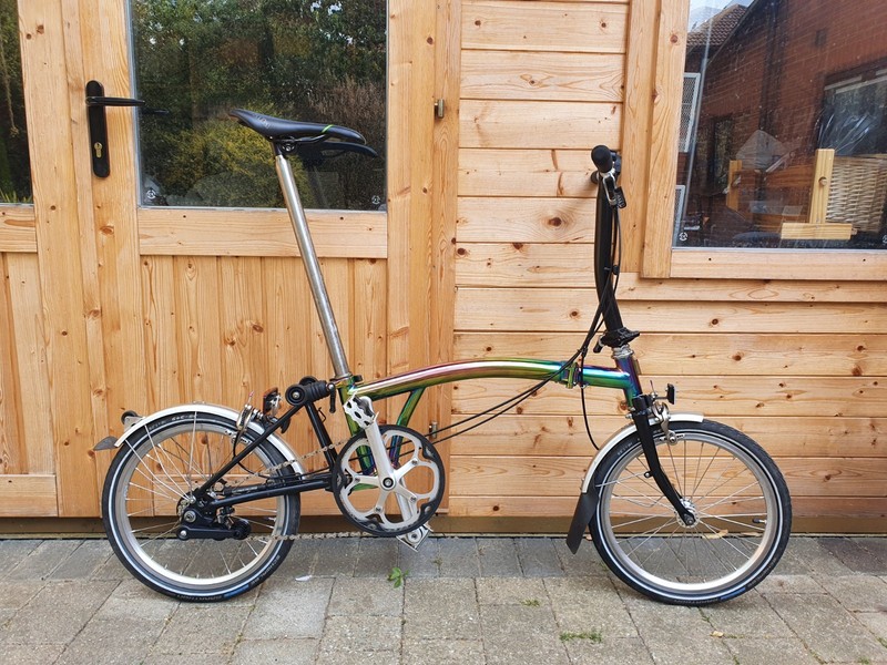 Brompton With Titanium Mainframe In Electroplated Rainbow