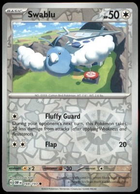 Swablu 169/197 SV03: Obsidian Flames Reverse Holofoil MP Pokemon TCG