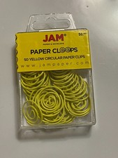 JAM Paper Cloops Circular Paper Clips Office School Home 7/8" - 50 Yellow