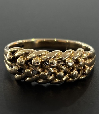 Vintage Keeper Ring 9 kt 375 Gelbgold um 1976, Größe P, US 7,75