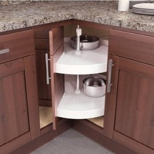 Hafele 2-Shelf Pie-Cut Door-Mounted Polymer Plastic Lazy Susan for Base Corner C