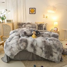 Shaggy Plush Duvet Cover Set Super Soft Fluffy Faux Fur Comforter Cover Set