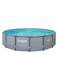 Funsicle Oasis 15ft Round Above Ground Metal Frame Swimming Pool with