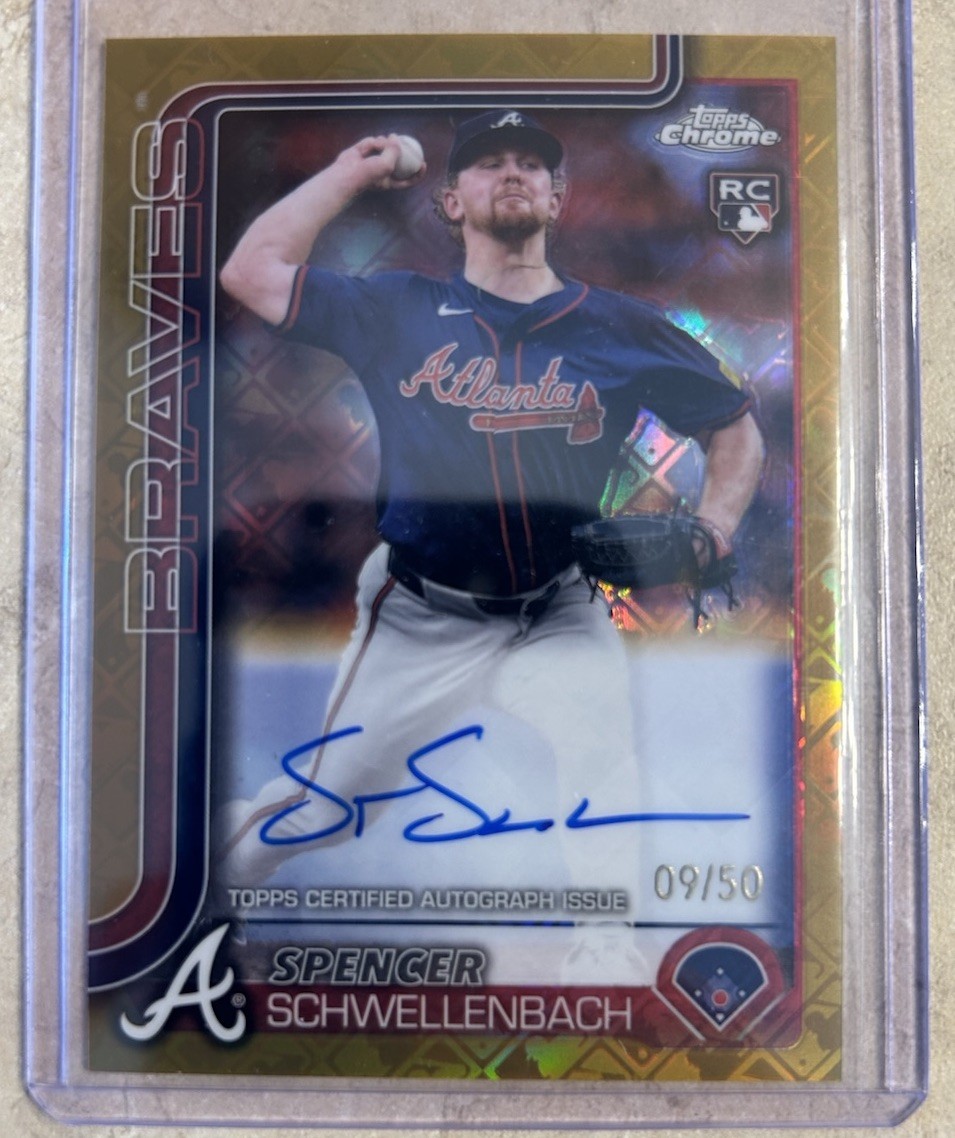 2025 Topps Chrome Gold Logofractor Rookie Auto Braves Spencer Schwellenbach /50