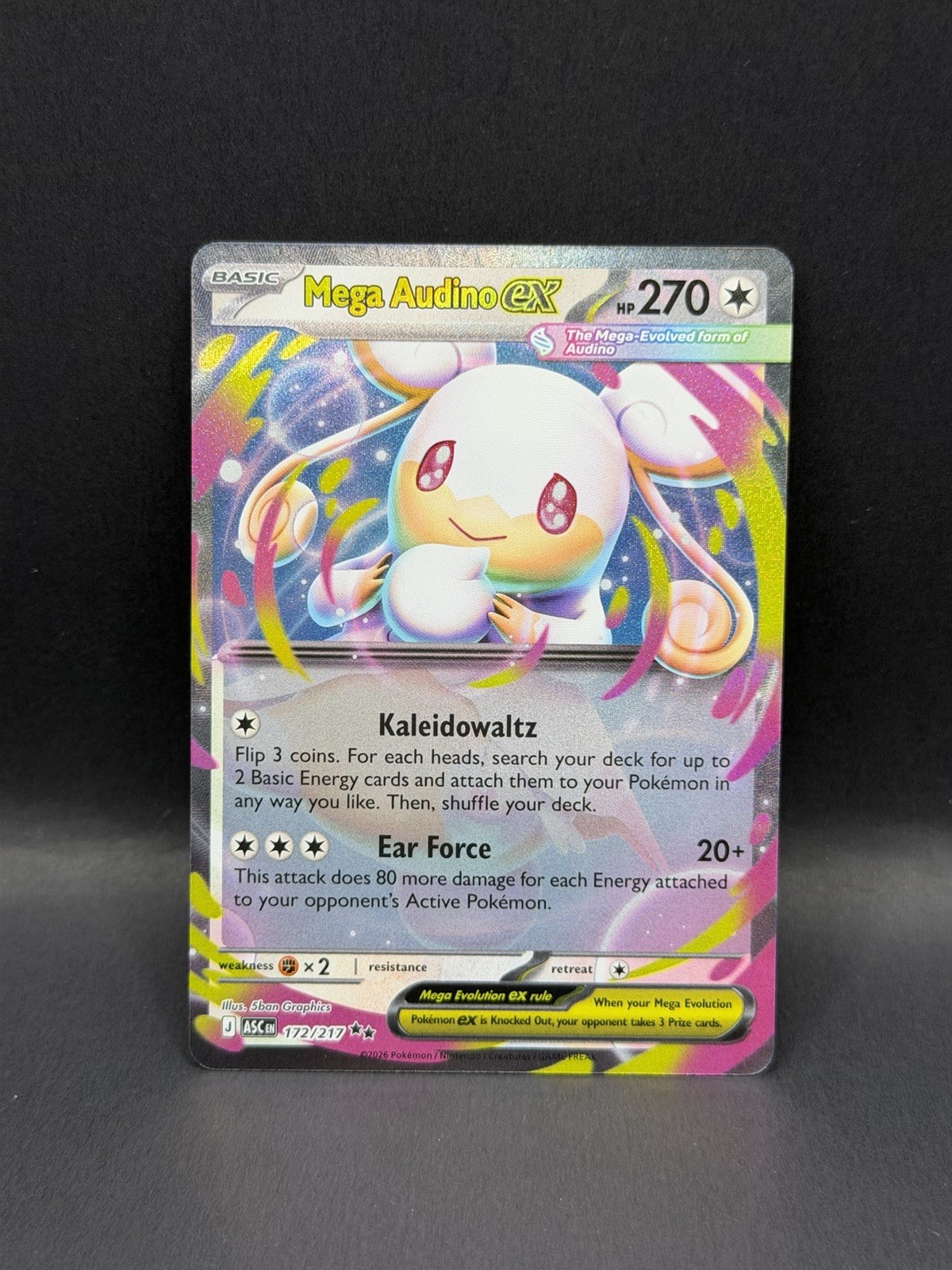 Mega Audino ex 172/217 DOUBLE RARE HOLO Ascended Heroes Pokemon English Foil TCG