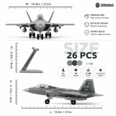 1:100 Scale F-22 Raptor Quick Build Model Kit   22 Piece Fighter Jet Aircraft Bu
