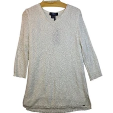 FDJ French Dressing Sequined Tunic Large White Sparkle NYE Dainty Fairy y2k New