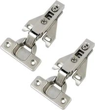 Probrico 1 Pair（2 Pack） Kitchen Cabinet Hinges for Face 1 Pair, Satin Nickel 