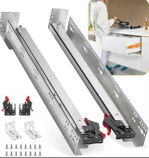 1 Pair Soft Close Drawer Slides 80 lb Full Extension Hidden Side Mount Rails