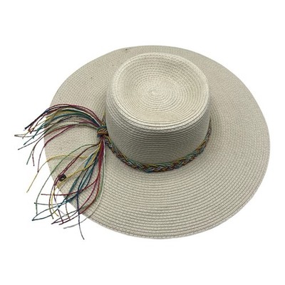 Peter Grimm Glaring Resort Sun Straw Hat Wide Brim Braided Hat Band 