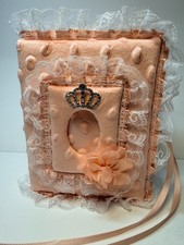 Peach Minky Dot Princess Photo Album -Holds 100 4x6 Photos - Handmade