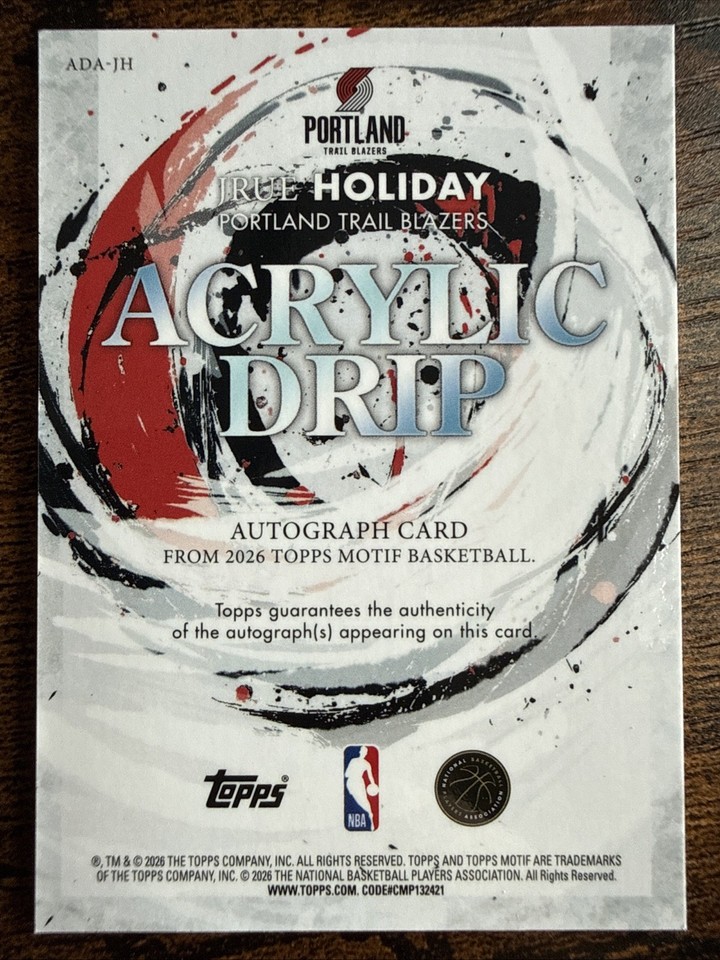 2025/26 Topps Motif Jrue Holiday Halo On Card True 1/1 Auto Bucks ...