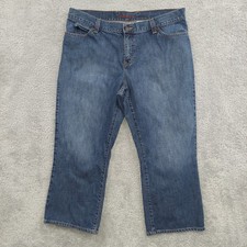 Eddie Bauer Capri Jeans Women's 14R Mid Rise Blue Denim Medium Wash 100% Cotton