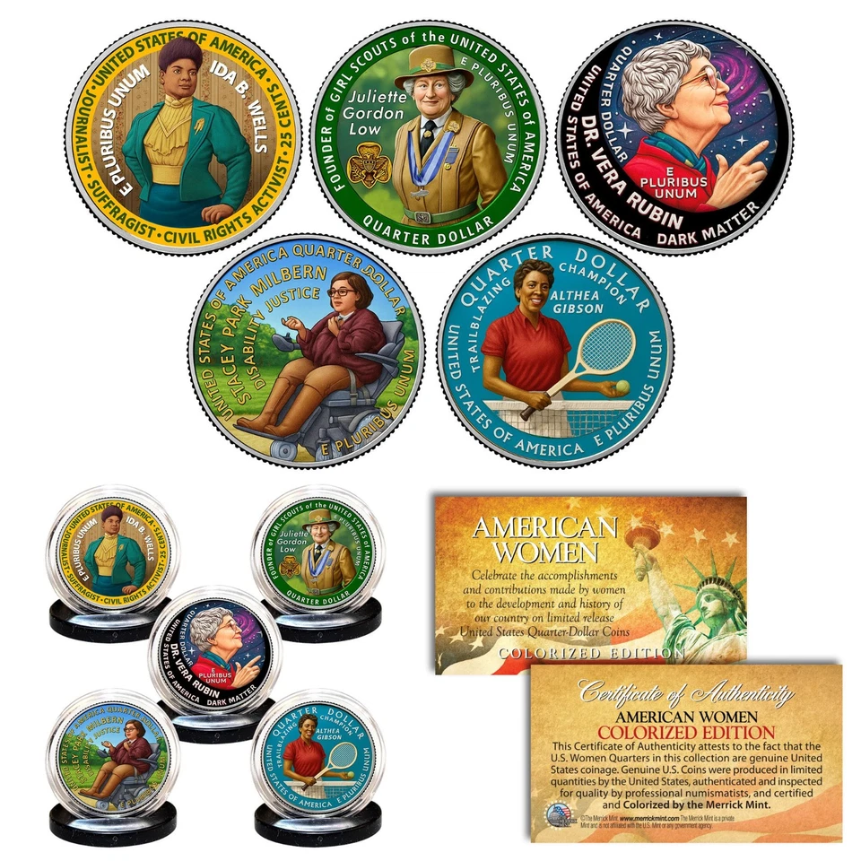 2025 COLORIZED American Women Quarters US Mint 5-Coin Full Set in Capsules - Image 3 of 3
