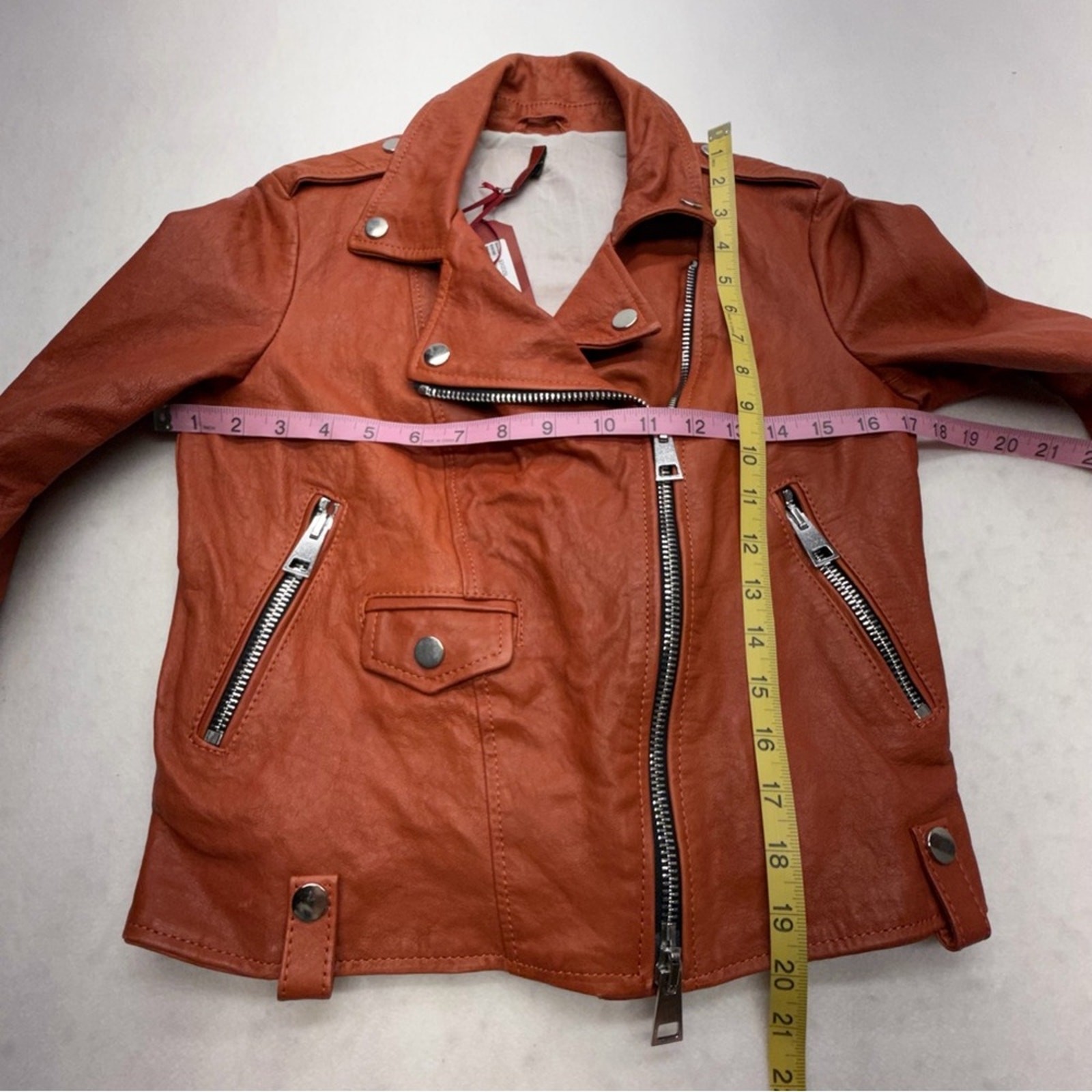 Imperial Biker Jacket Short with Zip And Pockets Leather Women’s Size Small image 9