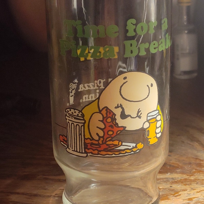 Pizza Inn Ziggy Promo Drinking Glass "Time for a Pizza Break" Coca-Cola Logo