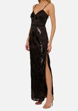 Adrianna By Adrianna Papell Women's Black Embellished V-Neck Sleeveless Dress 10