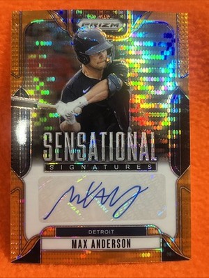 MAX ANDERSON 2025 PANINI PRIZM BASEBALL SENSATIONAL SIGNATURES ORANGE PULSAR /99