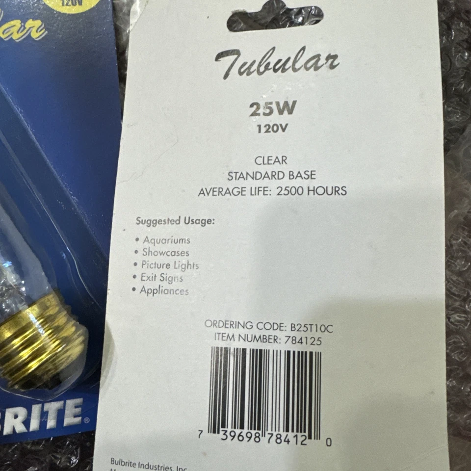 Set Of 2Teiber 25 Watt T10 Tubular Bulb 120 V Clear Aquarium Appliance Showcase - Image 2 of 2