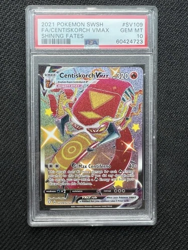 2021 Pokemon SWSH Shining Fates Centiskorch VMAX Shiny Vault #SV109/SV122 PSA 10