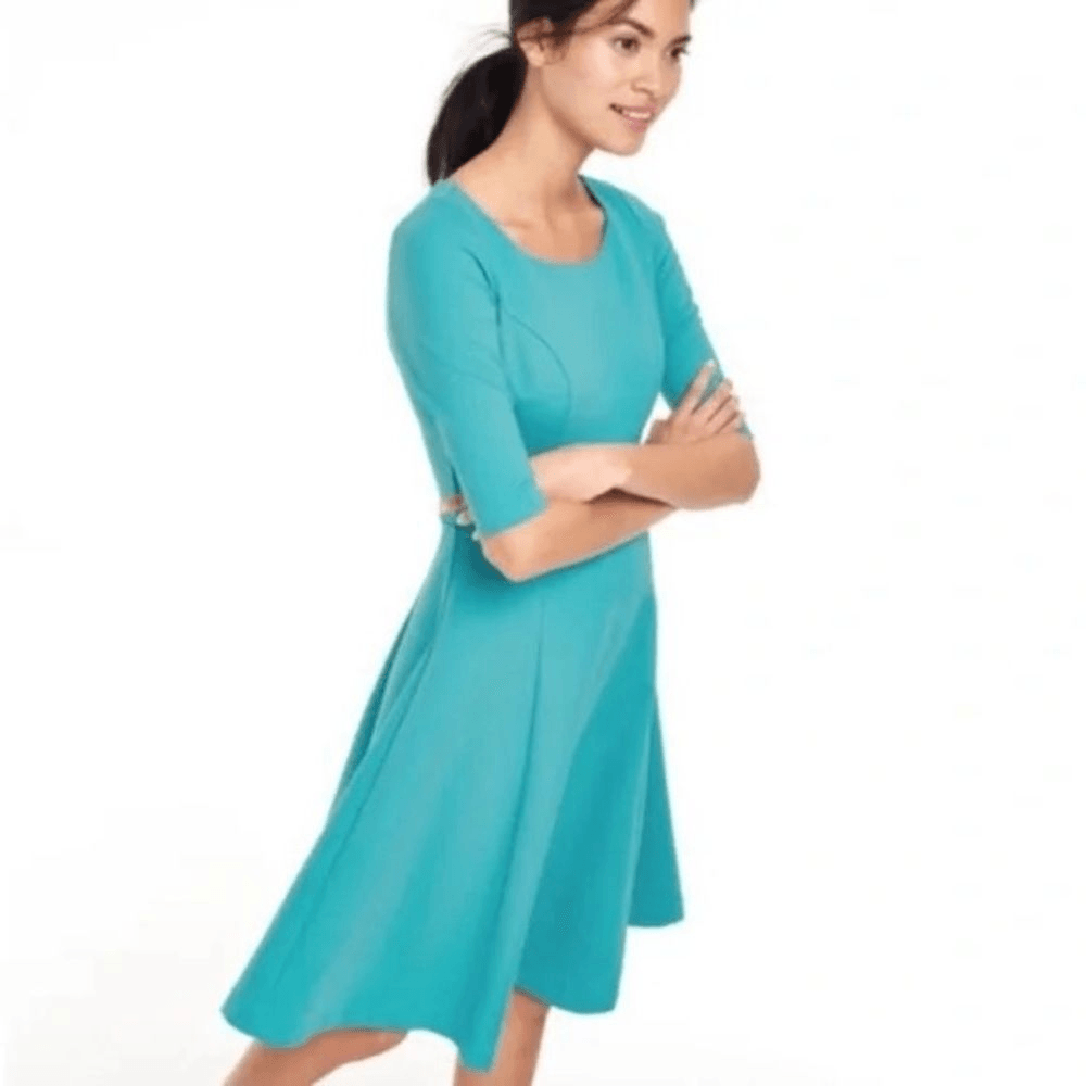 Boden Alice Ponte Fit and Flare Dress Turquoise size 6R