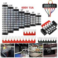 3/4/5/6/8/10/12 Positions 600V 15A Screw Terminal Block Terminal Barrier Strip