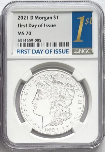 2021 D SILVER MORGAN DOLLAR DENVER MINT MARK FIRST DAY OF ISSUE NGC MS70