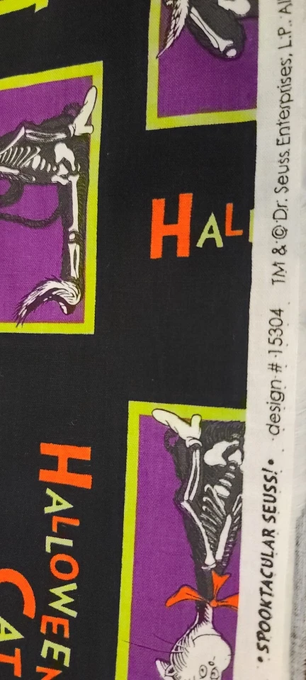 TELA HALLOWEEN Gato en el SOMBRERO Kaufman Spooktacular Seuss 15304 4,8 yardas en total Foto 3 de 3