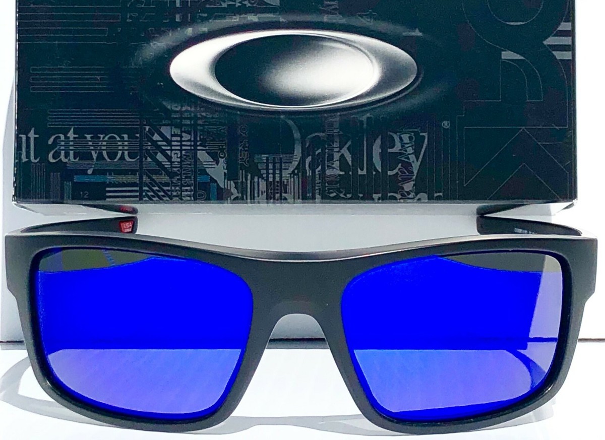 NEW* Oakley DROP POINT Matte Black POLARIZED Galaxy Blue Sunglass