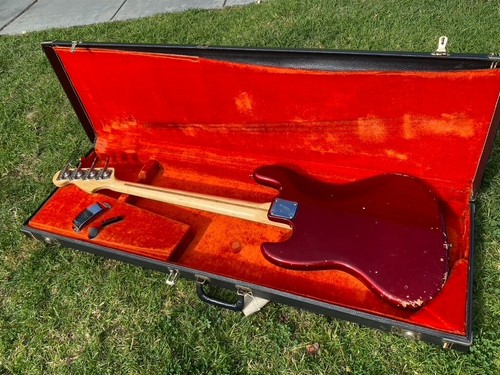 1974 Fender Jazz Bass Candy Apple Red with Maple Neck w/ Original Case 8.7 lbs - Picture 3 of 24