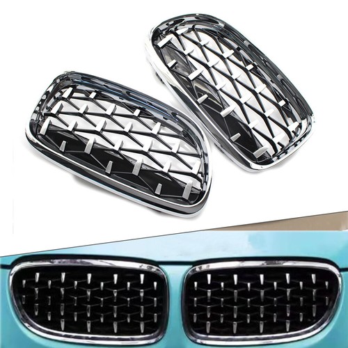Chrome Silver Front Kidney Grill Diamond Grille For BMW 3 Series E90 E91 - Picture 1 of 10