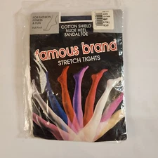 Famous Brand Stretch Tights, X-TALL Cotton Shield, Sandal Toe Color NAVY...