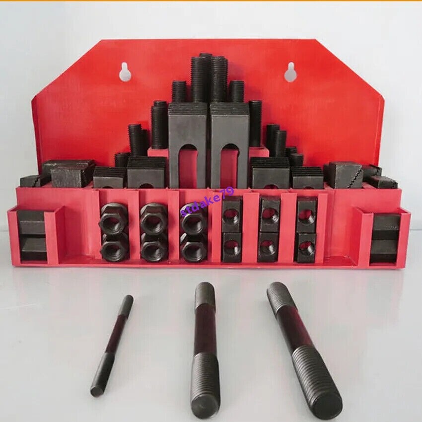 M12 Milling Machine Clamping Set Clamp Kit Tool Pressure Plate Group Iron 58pcs