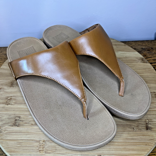Fit Flop Fitflop Damen-Sandalen 9 braun LuLu Leder Keilabsatz Flip-Flop