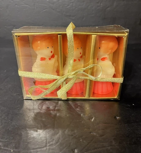 Vintage 3 Pack Christmas Choir Boy Carolers Candles NEW Gift Box - product listing photo