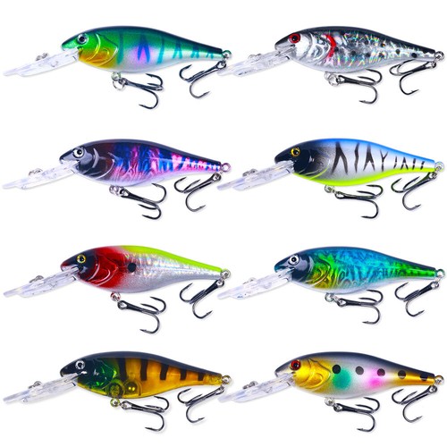 8 Stück Set Crankbaits 10cm/10g Trolling Elritze Angelköder Haken Tackle Hartköder - Bild 1 von 12