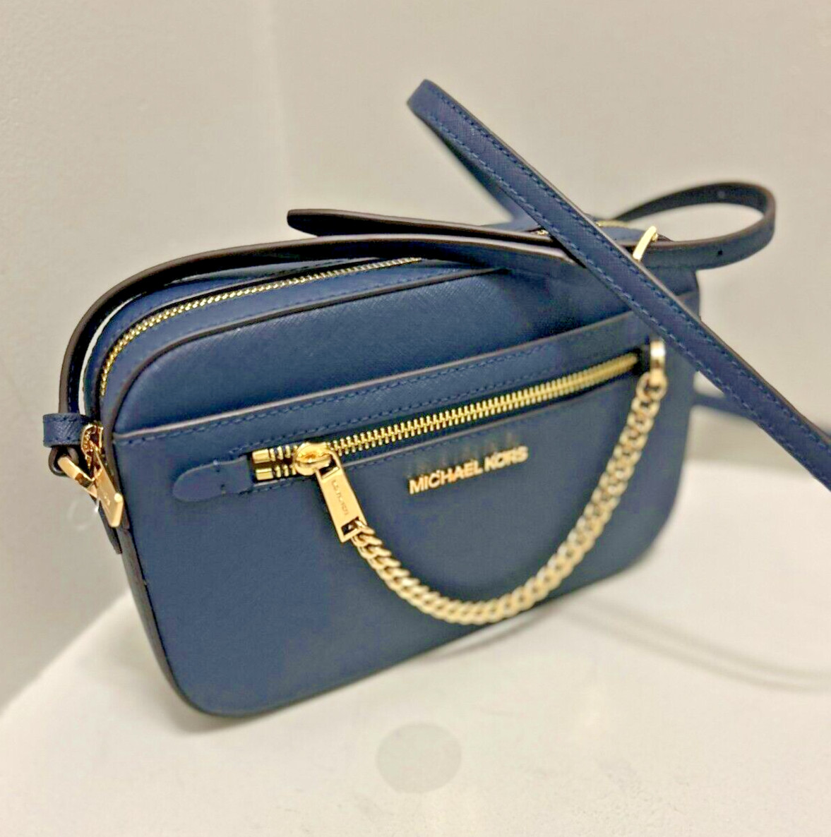 Michael Kors Women Jet Set Item Leather Large East West Zip Chain